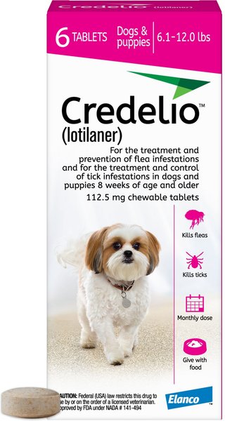 Credelio Chewable Tablet for Dogs, 6.1-12 lbs, (Pink Box), 6 Chewable Tablets (6-mos. supply) slide 1 of 3