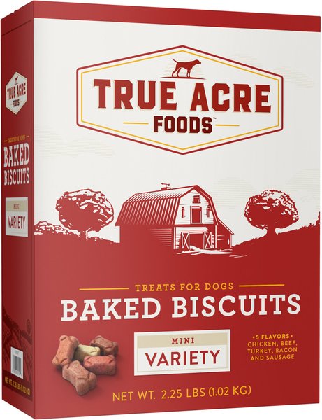 True Acre Foods Mini Variety Baked Biscuits Dog Treats, 36-oz box slide 1 of 10