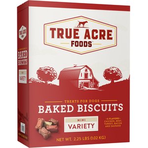 True Acre Foods Mini Variety Baked Biscuits Dog Treats, 36-oz box