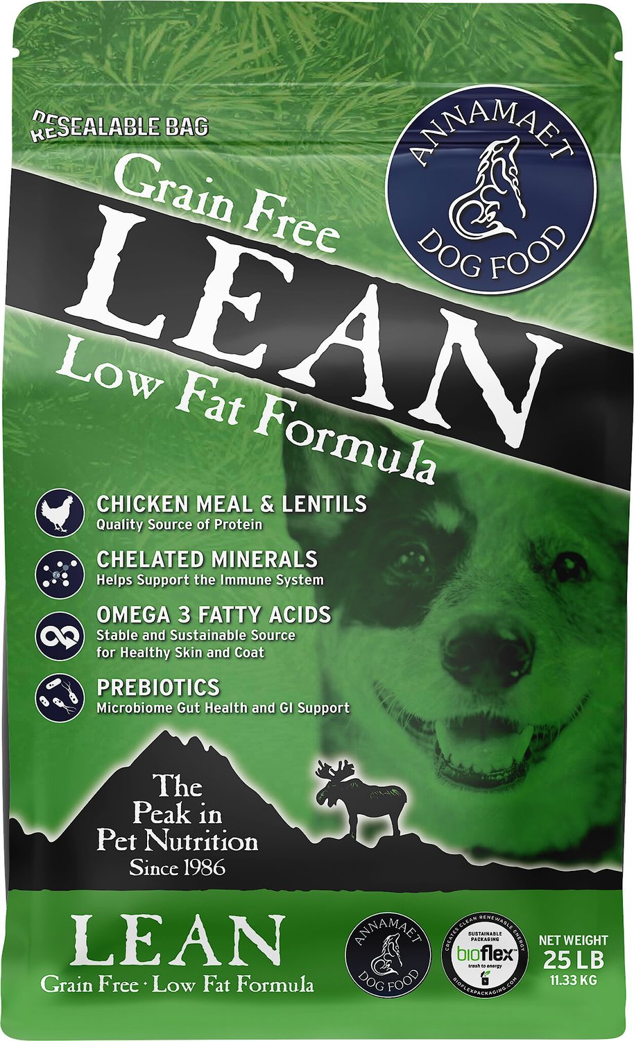 Annamaet GrainFree Lean Low Fat Formula Dry Dog Food, 25