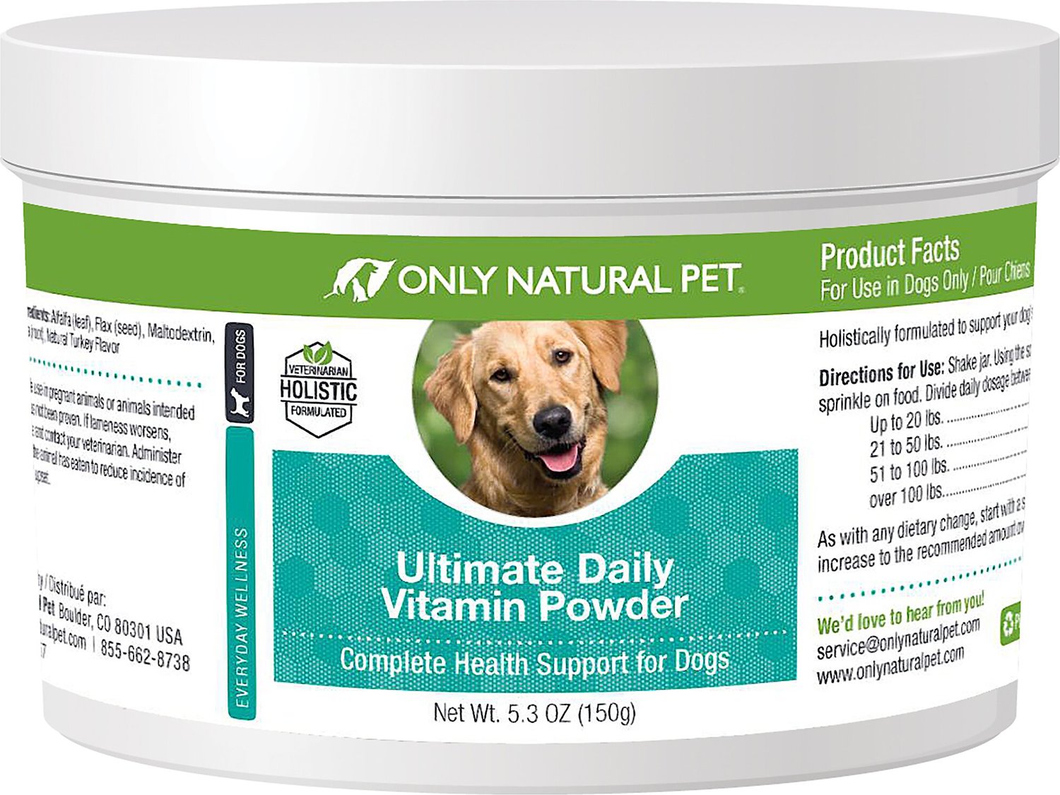 ONLY NATURAL PET Ultimate Daily Vitamins Powder Dog Supplement, 5.3-oz