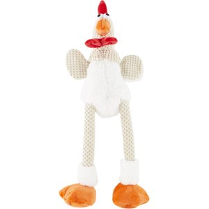 GoDog Checkers Chew Guard Rooster Squeaky Plush Dog Toy, Skinny Large