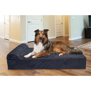 FurHaven Quilted Goliath Chaise Bolster Dog Bed w/Removable Cover, Dark Blue, XX-Large