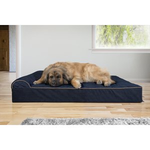 FurHaven Quilted Goliath Chaise Bolster Dog Bed w/Removable Cover, Dark Blue, 4X-Large
