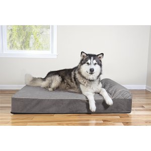 FurHaven Quilted Goliath Chaise Bolster Dog Bed w/Removable Cover, Gray, 3X-Large