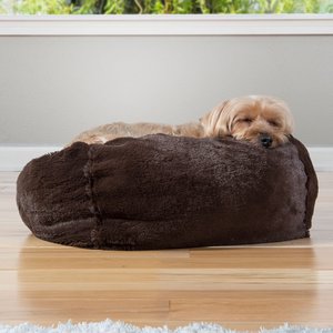 FurHaven Plush Ball Pillow Dog Bed w/Removable Cover, Espresso, Small