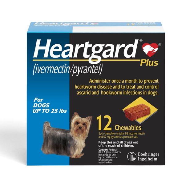 Heartgard Plus Chewable Tablets for Dogs, up to 25 lbs, 12 treatments