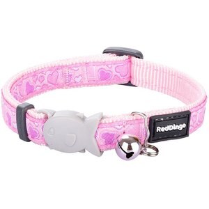 Red Dingo Breezy Love Nylon Breakaway Cat Collar with Bell, Pink, 8 to 12.5-in neck, 1/2-in wide