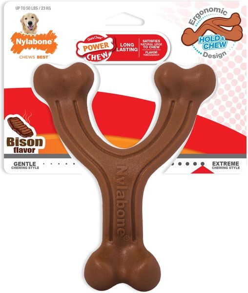 Nylabone Power Chew Wishbone Bison Flavored Dog Chew Toy, Giant slide 1 of 12