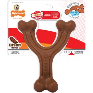 Nylabone Power Chew Wishbone Bison Flavored Dog Chew Toy, Giant