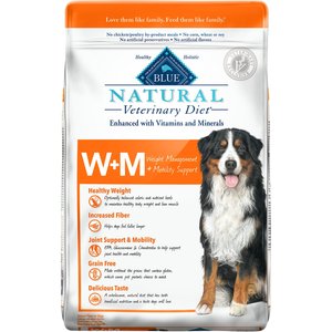 Blue Buffalo Natural Veterinary Diet W+M Weight Management + Mobility Support Grain-Free Dry Dog Food, 22-lb bag