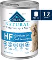 Blue Buffalo Natural Veterinary Diet HF Hydrolyzed for Food Intolerance Grain-Free Canned Dog Food, 12.5-oz, case of 12
