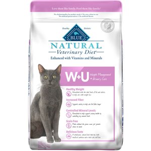 Blue Buffalo Natural Veterinary Diet W+U Weight Management + Urinary Care Grain-Free Dry Cat Food, 16-lb bag