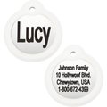 GoTags Anodized Aluminum Personalized Silencer Dog & Cat ID Tag, Round, Silver, Regular
