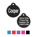 GoTags Anodized Aluminum Personalized Dog ID Tag, Round, Black, Regular
