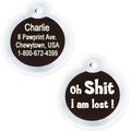 GoTags Anodized Aluminum Personalized Silencer Dog & Cat ID Tag, "Oh...I am lost", Black