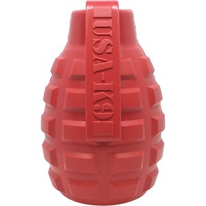 USA-K9 Grenade Treat Dispensing Tough Dog Chew Toy, Red, Medium