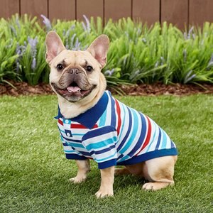 Frisco Striped Dog & Cat Polo Shirt, Red & Blue, X-Small