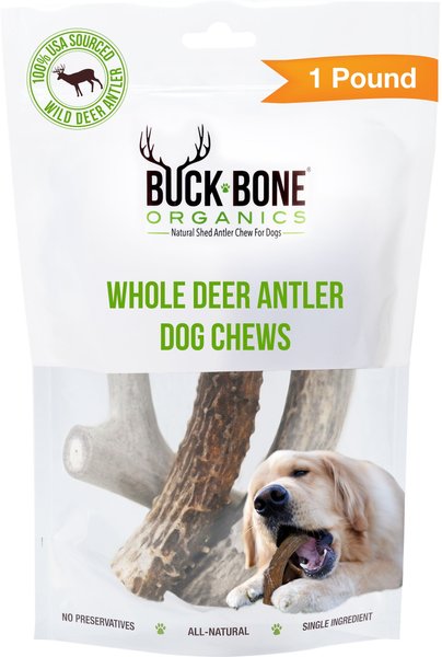 Buck Bone Organics Whole Deer Antlers Dog Chews, 1-lb bag slide 1 of 6