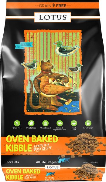 Lotus Oven-Baked Duck Recipe Grain-Free Dry Cat Food, 11-lb bag slide 1 of 2