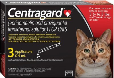 Centragard Topical Solution for Cats, 5.6-16.5 lbs, (Red Box), slide 1 of 1