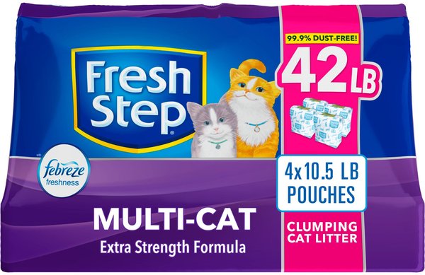 Fresh Step Multi-Cat Scented Clumping Clay Cat Litter, 10.5-lb bag, pack of 4 slide 1 of 5