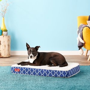 Brindle Waterproof Orthopedic Pillow Cat & Dog Bed w/Removable Cover, Navy Trellis, Medium