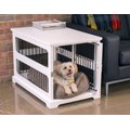Merry Products Slide Aside Single Door Furniture Style Dog Crate & End Table, White, 35 inch