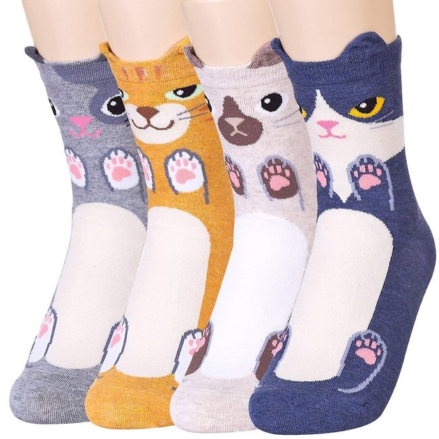 JJMAX Kitty Tummies Unisex Socks, Pack of 4, One Size - Chewy.com