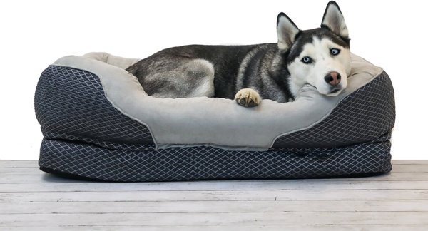 BarksBar Snuggly Sleeper Orthopedic Bolster Dog Bed w/Removable Cover, Gray, Large slide 1 of 8