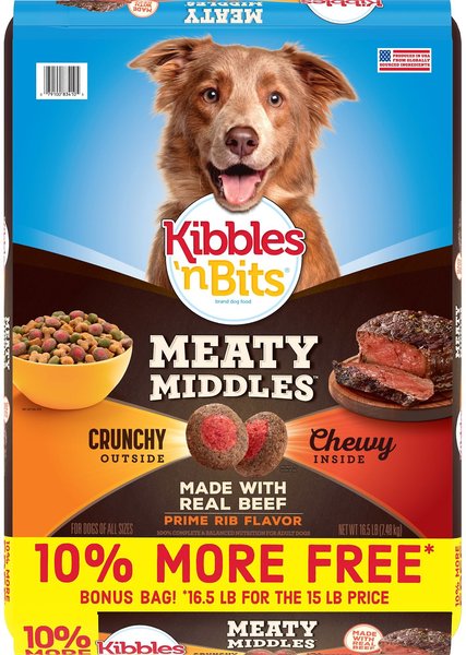 Kibbles 'n Bits Meaty Middles Prime Rib Flavor Dry Dog Food, 16.5-lb bag slide 1 of 3