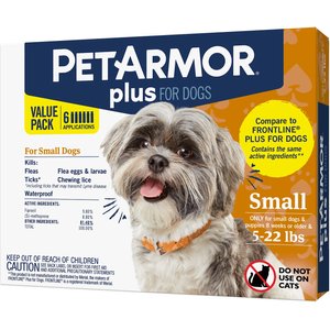 PetArmor Plus Flea & Tick Spot Treatment for Dogs, 5-22 lbs, 6 Doses (6-mos. supply)