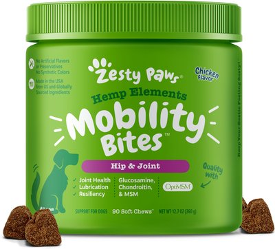 Zesty Paws Hemp Elements Mobility Bites Chicken Flavored Soft Chews Joint Supplement for Dogs, slide 1 of 1