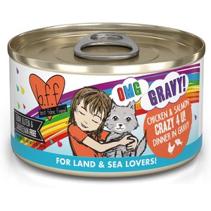 BFF OMG Crazy 4 U! Chicken & Salmon Dinner in Gravy Grain-Free Canned Cat Food, 2.8-oz, case of 12