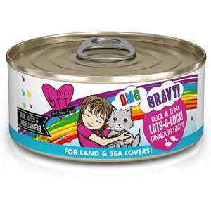 BFF OMG Lots-O-Luck! Duck & Tuna Dinner in Gravy Grain-Free Canned Cat Food, 5.5-oz, case of 8