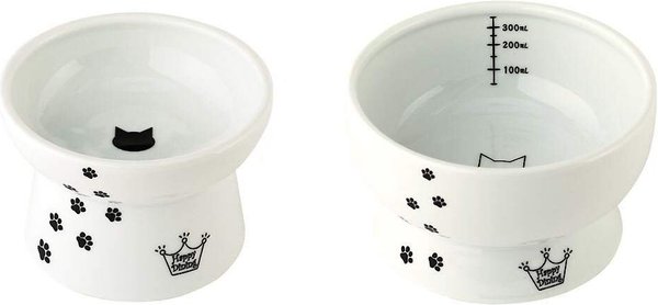 Necoichi Ceramic Elevated Cat Food & Water Bowl Set slide 1 of 7