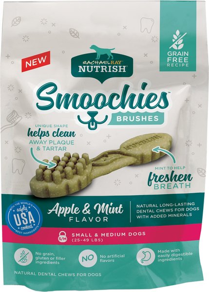 Rachael Ray Nutrish Smoochies Brushes Natural Apple & Mint Flavored Small & Medium Dental Dog Treats, 16-oz bag, Count Varies slide 1 of 7