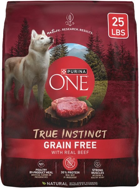 Purina ONE Natural True Instinct Grain Free With Real Beef Dry Dog Food, 25-lb bag slide 1 of 11