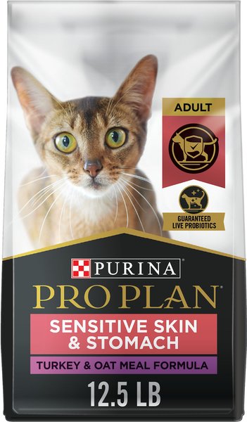 Purina Pro Plan Sensitive Skin & Stomach Turkey & Oat Meal Formula Dry Cat Food, 12.5-lb bag slide 1 of 10