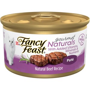 Fancy Feast Gourmet Naturals Beef Recipe Pate Canned Cat Food, 3-oz, case of 12
