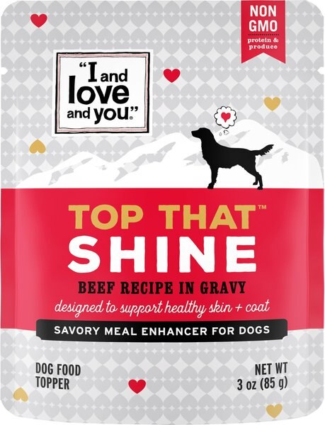 I and Love and You Top That Shine Beef Recipe Grain-Free Dog Food Topper, 3-oz pouch, case of 12 slide 1 of 9