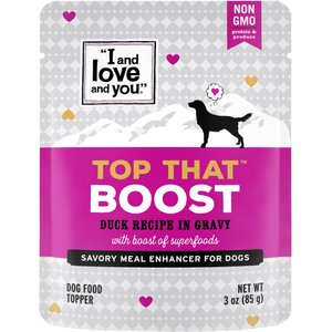 I and Love and You Top That Boost Duck Recipe Grain-Free Dog Food Topper, 3-oz pouch, case of 12