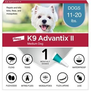 K9 Advantix II Flea & Tick Spot Treatment for Dogs, 11-20 lbs, 1 Dose (1-mo. supply)