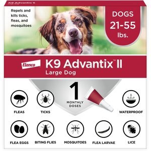 K9 Advantix II Flea & Tick Spot Treatment for Dogs, 21-55 lbs, 1 Dose (1-mo. supply)