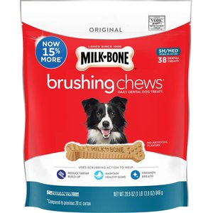 Milk-Bone Original Brushing Chews Daily Dental Dog Treats, Small/Medium, 38 count
