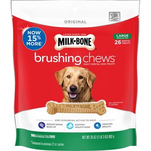 Milk-Bone Original Brushing Chews Daily Dental Dog Treats, Large, 26 count