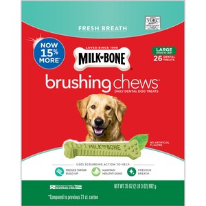Milk-Bone Fresh Breath Brushing Chews Daily Dental Dog Treats, Large, 26 count
