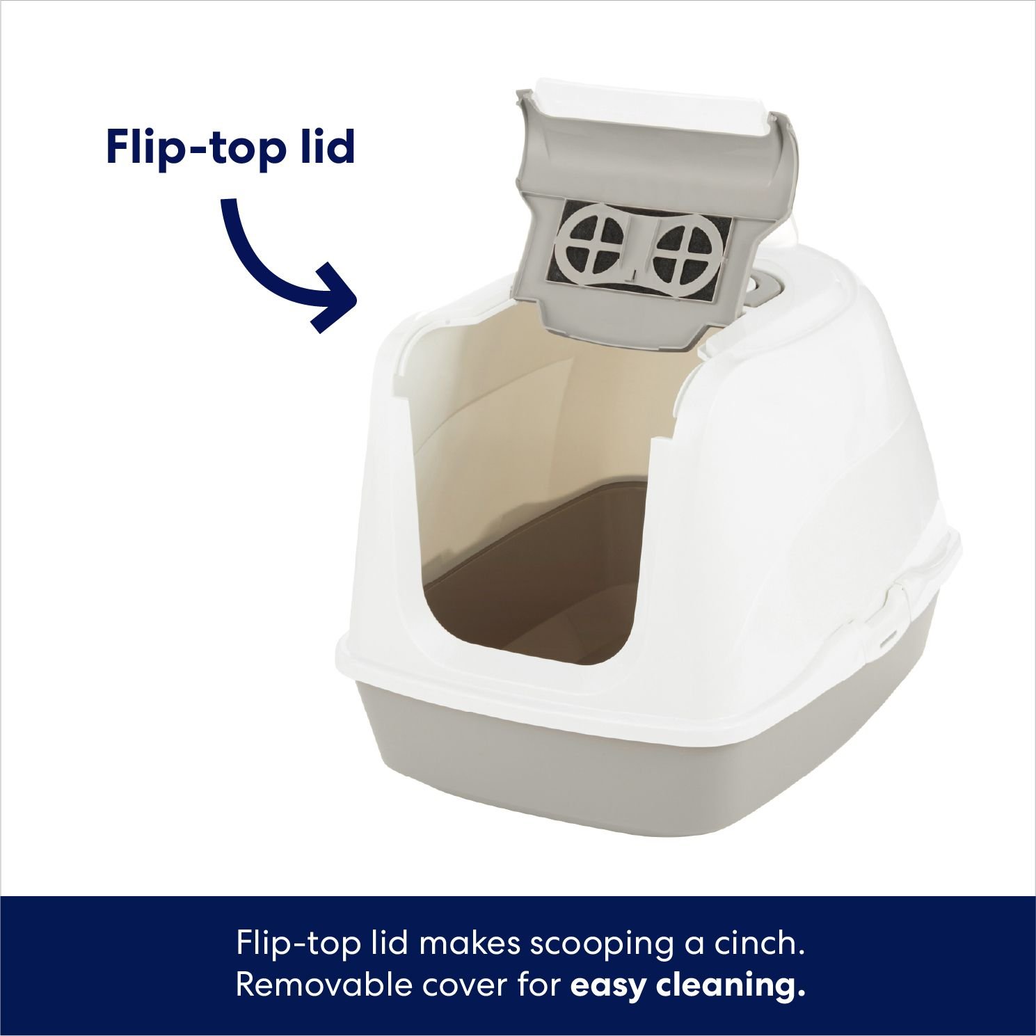 FRISCO Flip Top Hooded Cat Litter Box, Gray, Large, 22in