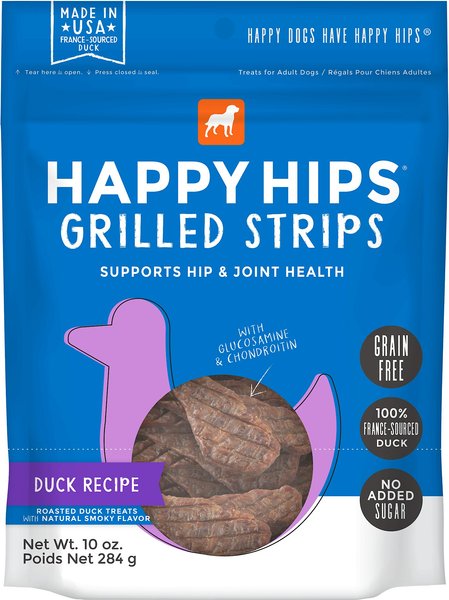 Happy Hips Grilled Strips Duck Recipe Grain-Free Dog Treats, 10-oz bag slide 1 of 5