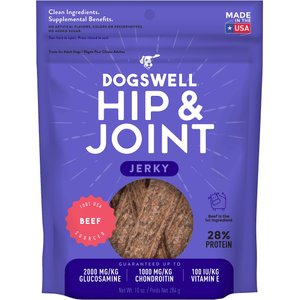 Dogswell Jerky Hip & Joint Beef Recipe Grain-Free Dog Treats, 10-oz bag
